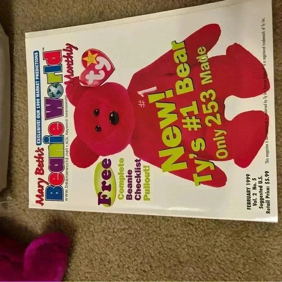 Ty Beanie Babies Millennium Bear Plush Toy - Purple, Tan, Pinkish Purple 2000 - Picture 4 of 8